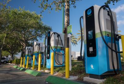 Chargers lined in a row